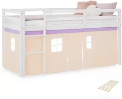 Homestyle4U Aukšta lova, 207.5x110x99.5 cm, balta, violetinė, oranžinė