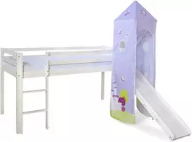 Homestyle4U Dviaukštė lova, 207.5x228x219.5 cm, balta