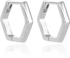 Agato Modernūs sidabriniai auskarai Hexagon AGT-E226K
