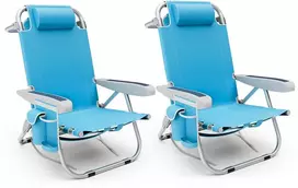 Sofa Promotions Paplūdimio kėdė, Sulankstoma, Kuprinės rinkinys 2 vnt., 66x64.8x78.7 cm, Mėlyna