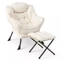 Fotelis Promotions Akcentinė sofa kėdė su sulankstomu pakoju, 80x73,7x96,5 cm, smėlio spalvos