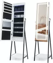Promotions Papuošalų spintelė, LED laisvai pastatomas viso ūgio veidrodis, 40,6x35,6x160 cm, ruda