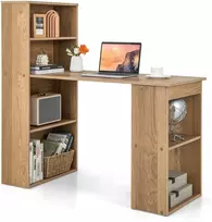 Promotions Kompiuterio stalas su 4 pakopų knygų lentyna ir CPU stoveliu, 121.9x55.9x121.9 cm, natūralios spalvos
