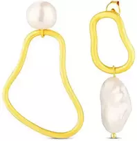 Jwl Luxury Pearls Asimetriniai paauksuoti auskarai su tikrais gėlavandeniais perlais JL0853