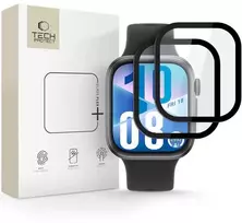 „Tech-Protect Glass Flex+“ 2 hibridinių stiklų pakuotė, skirta „Huawei Watch Fit 3 / 4“ - juoda