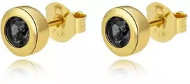 Beneto Auksuoti sidabriniai auskarai su juodais cirkoniais AGUP2259-GOLD