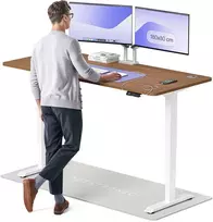 Elektrinis reguliuojamo aukščio stalas Desktronic HomePro Baltas/Riešutmedis, 180x80cm, Dvigubas motoras, USB ir USB-C įkrovimo lizdai