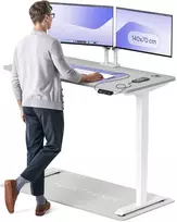 Elektrinis reguliuojamo aukščio stalas Desktronic HomePro Baltas/Pilkas, 140x70cm, Dvigubas motoras, USB ir USB-C įkrovimo lizdai