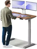 Elektrinis reguliuojamo aukščio stalas Desktronic HomeOne Pilkas/Riešutmedis, 120x60cm, Dvigubas motoras, USB ir USB-C įkrovimo lizdai