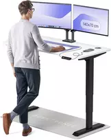 Elektrinis reguliuojamo aukščio stalas Desktronic HomePro Juodas/Baltas, 140x70cm, Dvigubas motoras, USB ir USB-C įkrovimo lizdai