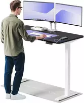 Elektrinis reguliuojamo aukščio stalas Desktronic HomeOne Baltas/Juodas, 140x70cm, Dvigubas motoras, USB ir USB-C įkrovimo lizdai