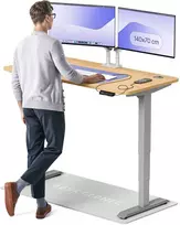 Elektrinis reguliuojamo aukščio stalas Desktronic HomePro Pilkas/Ąžuolas, 140x70cm, Dvigubas motoras, USB ir USB-C įkrovimo lizdai