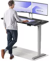 Elektrinis reguliuojamo aukščio stalas Desktronic HomePro Pilkas/Juodas, 140x70cm, Dvigubas motoras, USB ir USB-C įkrovimo lizdai