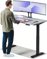 Elektrinis reguliuojamo aukščio stalas Desktronic HomeOne Juodas/Pilkas, 140x70cm, Dvigubas motoras, USB ir USB-C įkrovimo lizdai