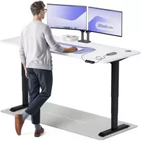 Elektrinis reguliuojamo aukščio stalas Desktronic HomePro Juodas/Baltas, 200x80cm, Dvigubas motoras, USB ir USB-C įkrovimo lizdai