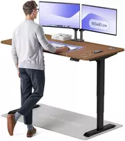 Elektrinis reguliuojamo aukščio stalas Desktronic HomePro Juodas/Riešutmedis, 160x80cm, Dvigubas motoras, USB ir USB-C įkrovimo lizdai