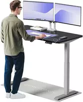Elektrinis reguliuojamo aukščio stalas Desktronic HomeOne Pilkas/Juodas, 140x70cm, Dvigubas motoras, USB ir USB-C įkrovimo lizdai