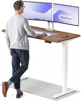 Elektrinis reguliuojamo aukščio stalas Desktronic HomePro Baltas/Riešutmedis, 140x70cm, Dvigubas motoras, USB ir USB-C įkrovimo lizdai