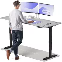 Elektrinis reguliuojamo aukščio stalas Desktronic HomePro Juodas/Pilkas, 200x80cm, Dvigubas motoras, USB ir USB-C įkrovimo lizdai