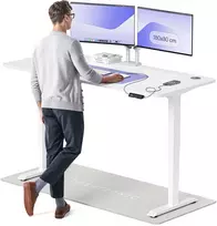 Elektrinis reguliuojamo aukščio stalas Desktronic HomePro Baltas/Baltas, 180x80cm, Dvigubas motoras, USB ir USB-C įkrovimo lizdai