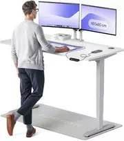 Elektrinis reguliuojamo aukščio stalas Desktronic HomePro Pilkas/Baltas, 160x80cm, Dvigubas motoras, USB ir USB-C įkrovimo lizdai