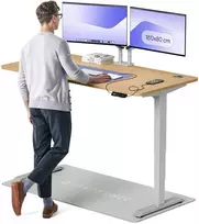 Elektrinis reguliuojamo aukščio stalas Desktronic HomePro Pilkas/Ąžuolas, 160x80cm, Dvigubas motoras, USB ir USB-C įkrovimo lizdai