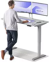 Elektrinis reguliuojamo aukščio stalas Desktronic HomePro Pilkas/Pilkas, 140x70cm, Dvigubas motoras, USB ir USB-C įkrovimo lizdai