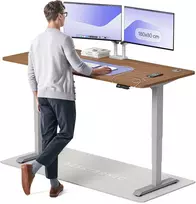 Elektrinis reguliuojamo aukščio stalas Desktronic HomePro Pilkas/Riešutmedis, 180x80cm, Dvigubas motoras, USB ir USB-C įkrovimo lizdai