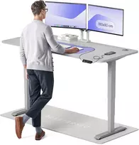 Elektrinis reguliuojamo aukščio stalas Desktronic HomePro Pilkas/Pilkas, 180x80cm, Dvigubas motoras, USB ir USB-C įkrovimo lizdai