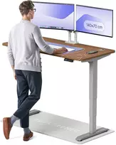 Elektrinis reguliuojamo aukščio stalas Desktronic HomePro Pilkas/Riešutmedis, 140x70cm, Dvigubas motoras, USB ir USB-C įkrovimo lizdai