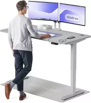 Elektrinis reguliuojamo aukščio stalas Desktronic HomePro Pilkas/Pilkas, 160x80cm, Dvigubas motoras, USB ir USB-C įkrovimo lizdai