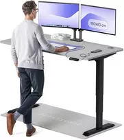 Elektrinis reguliuojamo aukščio stalas Desktronic HomePro Juodas/Pilkas, 160x80cm, Dvigubas motoras, USB ir USB-C įkrovimo lizdai
