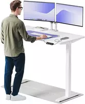 Elektrinis reguliuojamo aukščio stalas Desktronic HomeOne Baltas/Baltas, 140x70cm, Dvigubas motoras, USB ir USB-C įkrovimo lizdai