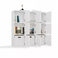 Top E Shop Topeshop MALAX lentynų blokas 3x3 A, baltas, su 3 durelėmis, skyreliais, 110x110 cm, užlenkiamos
