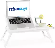 Relaxdays Baltas bambukinis nešiojamojo kompiuterio staliukas