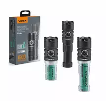 Įkraunamas kišeninis LED žibintuvėlis Luminus SST40 10W, 1500Lm 5000K, 18350/18650 baterijos, VIDEX VLF-A298 – Modulinis keičiamo dydžio korpusas su dviem baterijomis