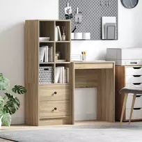 Stalas su stalčių su lentyna su saugykla 2 pcs Sonoma ąžuolas