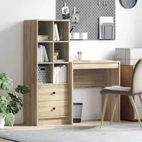 Stalas su stalčių su lentyna su saugykla 2 pcs Sonoma ąžuolas