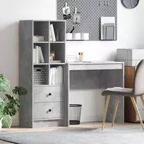 Stalas su stalčių su lentyna su saugykla 2 pcs Betono pilka