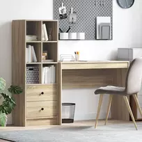 Stalas su stalčių su lentyna su saugykla 2 pcs Sonoma ąžuolas