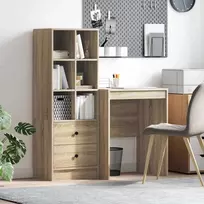 Stalas su stalčių su lentyna su saugykla 2 pcs Sonoma ąžuolas
