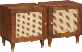 Šalia lovos spintelė 2 vnt. Ruda 40 x 33,5 x 46 cm