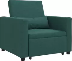 Fotelis Ištraukiamas sofa-lova vienvietis su ratu Tamsiai žalia audinys