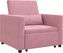 Fotelis Ištraukiamas sofa-lova vienvietis Šviesiai rožinė Aksomas