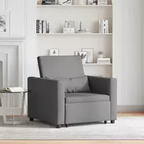 Fotelis Ištraukiamas sofa-lova vienvietis su ratu Tamsiai pilka audinys