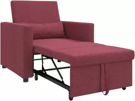Fotelis Ištraukiamas sofa-lova vienvietis Vyno raudonumo audinys
