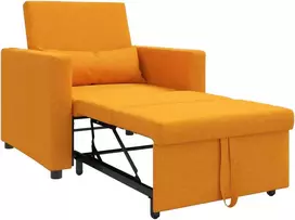 Fotelis Ištraukiamas sofa-lova vienvietis Tamsiai geltona audinys