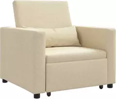 Fotelis Ištraukiamas sofa-lova vienvietis Kreminė 90 x 165 x 87 cm