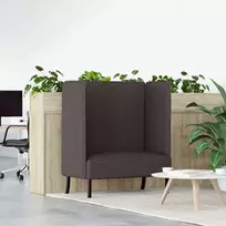 Aukštos nugaros sofa 101cm Tamsiai ruda audinys