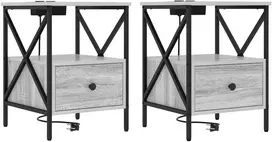 Šalia lovos spintelė 2 pcs Pilkas Sonoma 41,5 x 40,5 x 55 cm